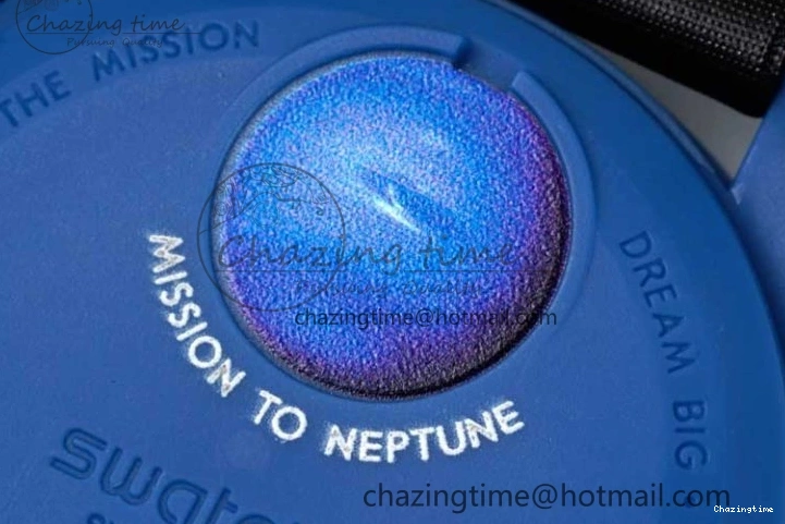 0206 ZipUp Speedmaster Misson To Neptune 1:1 Best Edition Blue Dial On Nylon Strap Quartz 7854